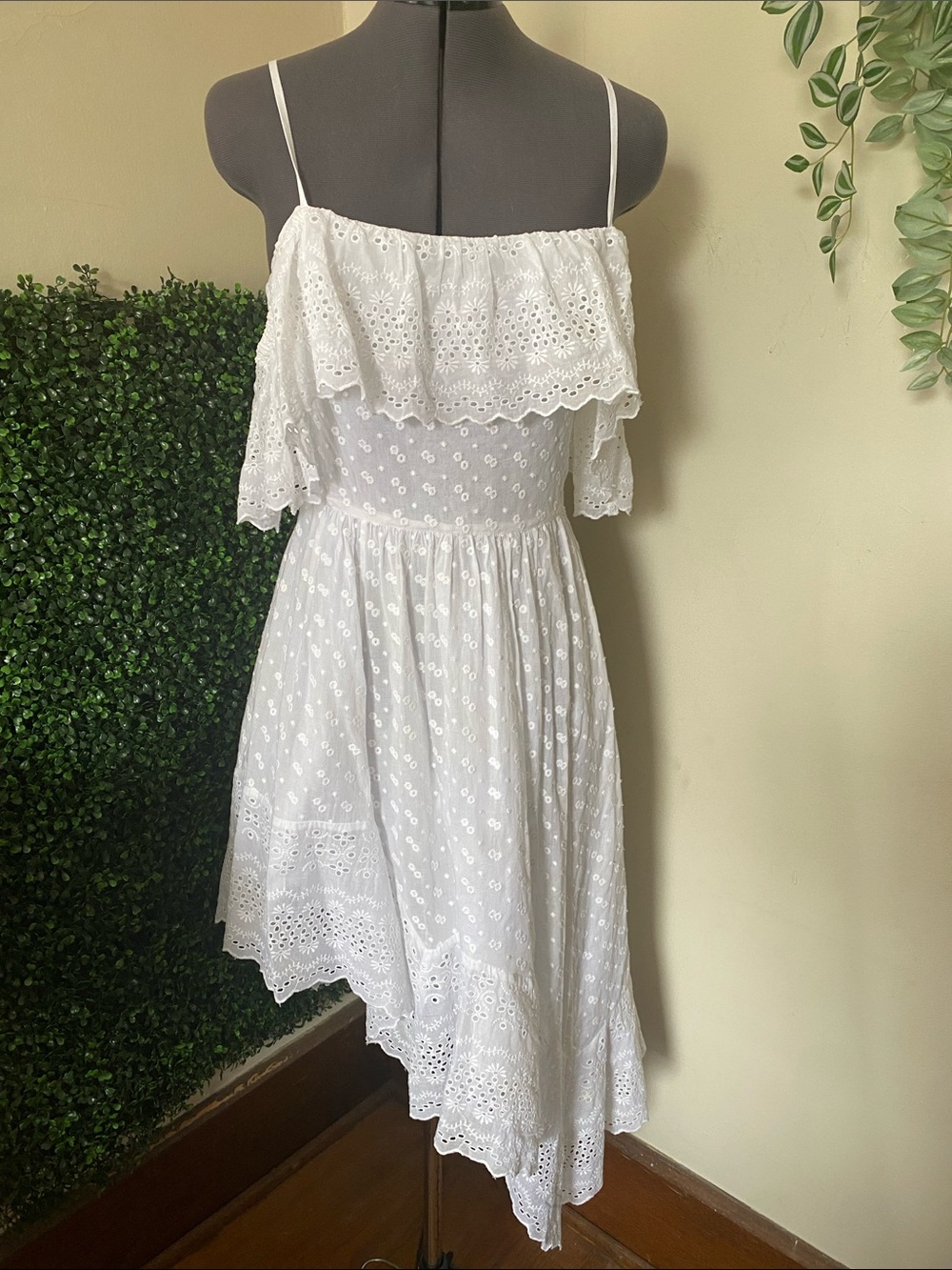 Isabel Marant White Eyelet One-Shoulder Summer Dress